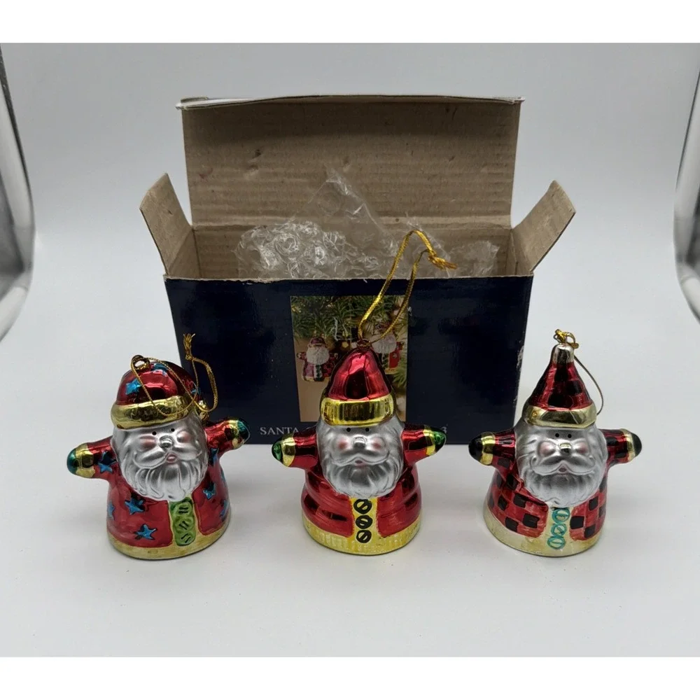 Santa Ornaments Holiday Christmas Set Of 3
